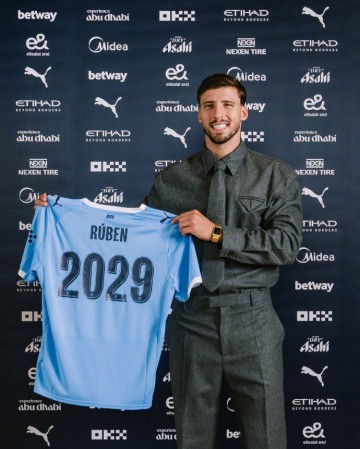 曼城与葡萄牙后卫鲁本-迪亚斯续约2年 新合同至2029年