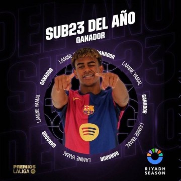 违约金10亿欧&身价1.8亿！官方：17岁亚马尔当选西甲赛季最佳U23