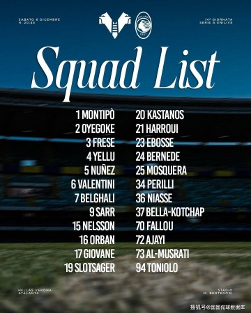 意甲前瞻比分预测：维罗纳VS亚特兰大，里尔，门兴全部拿下！