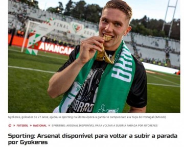 将接近7000万+1000万要价葡媒：阿森纳愿提高报价签约克雷斯