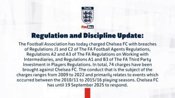英足总官方：对切尔西提起74项财务指控 需9月19日前作出回应