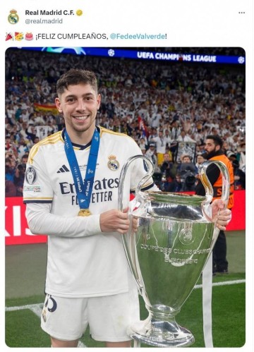 皇马官方祝巴尔韦德27岁生日快乐，加盟至今出战323场斩获14冠