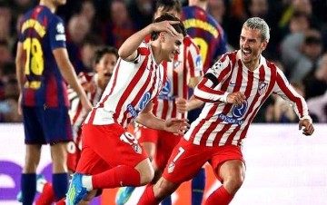 马竞2-0晋欧冠4强巴萨吃红牌拉师傅7射零中